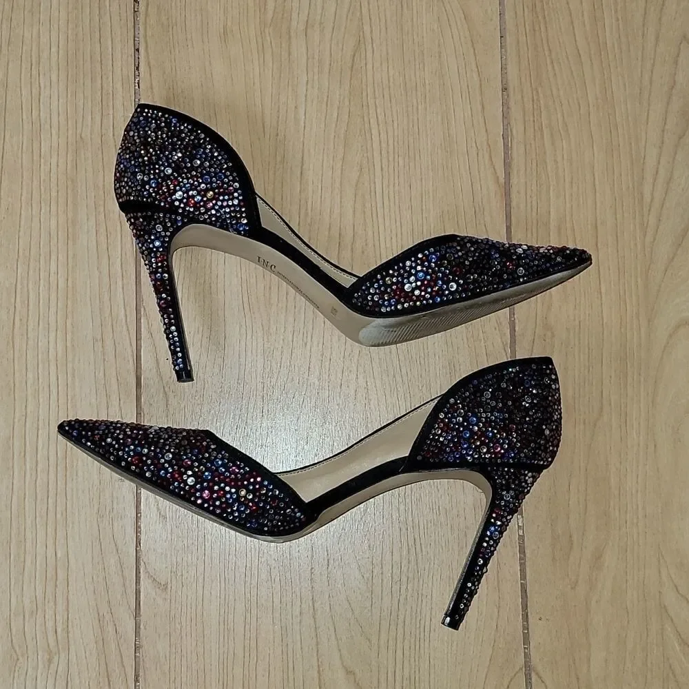 𝅺INC INTERNATIONAL CONCEPTS KENJAY D'ORSAY BLACK SEQUINED PUMPS, SIZE 9.5